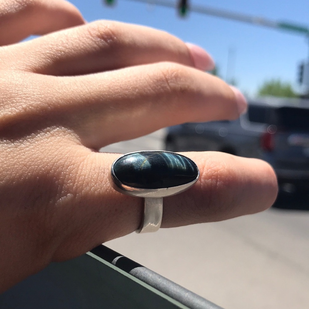 Sterling Silver Blue Hawks Eye